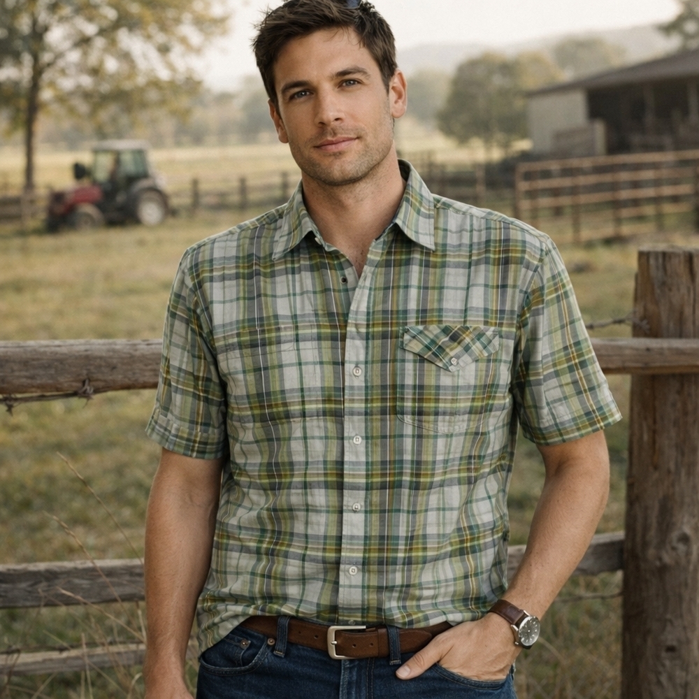 KUHL Plaid Short Sleeve Button-Up Shirt Green Outdoor Hiking Casual Polo Style